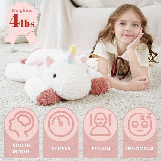YGZE soft plush fabric unicorn buddy offers gentle weight for cozy time.