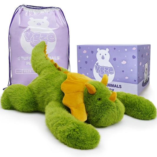 YGZE weighted dinosaur stuffed animal, 24-inch size, ideal cuddle companion for bedtime.
