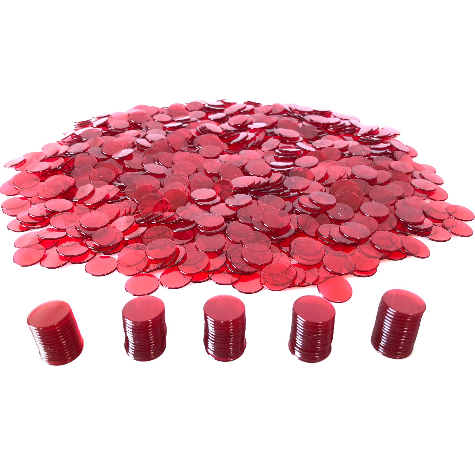 YH Poker red edge-detail chips ideal for fast counting during bingo games