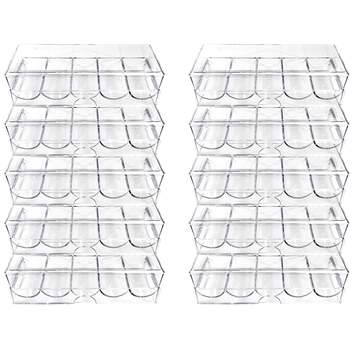 YH Poker chip holder tray in clear acrylic with cover protects chips and keeps them visible