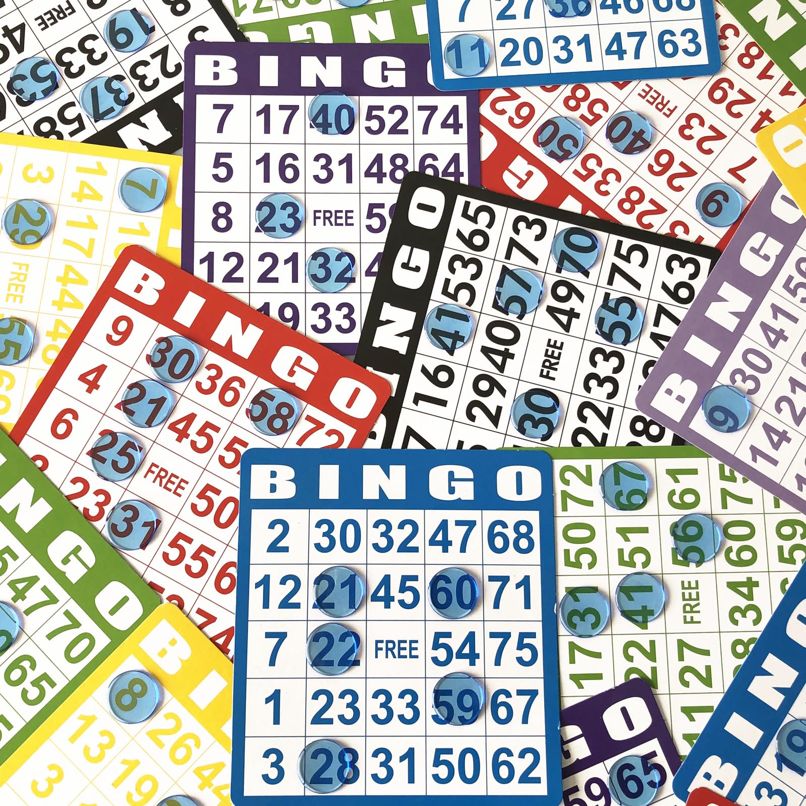 YH Poker classroom and party bingo set in vibrant blue for versatile use.