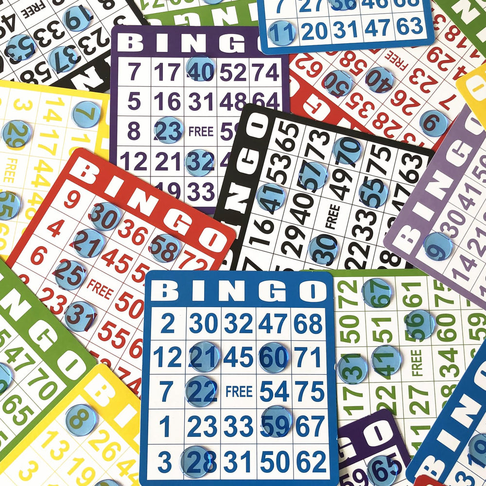YH Poker classroom and party bingo set in vibrant blue for versatile use.