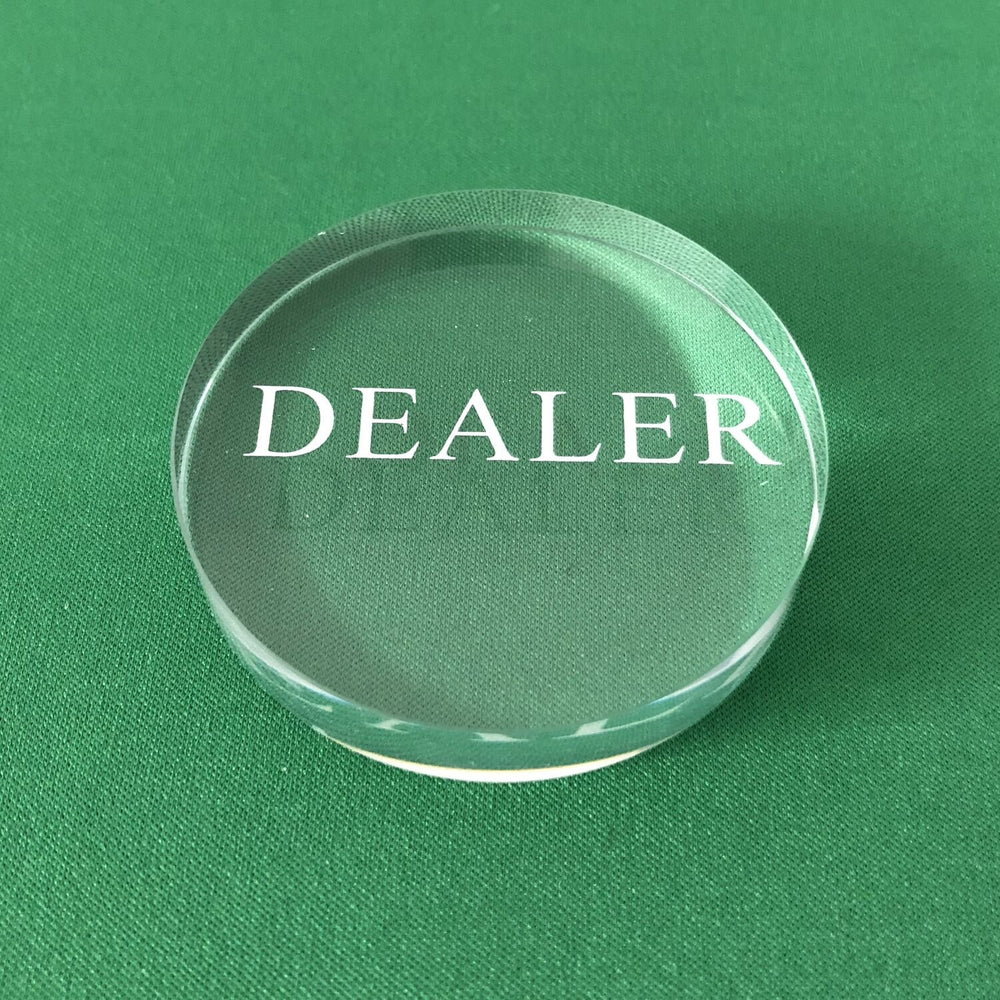 YH Poker Transparent Dealer Button in hand view highlights durability and comfortable grip