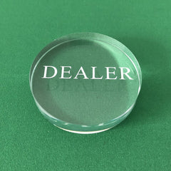 YH Poker Transparent Dealer Button in hand view highlights durability and comfortable grip