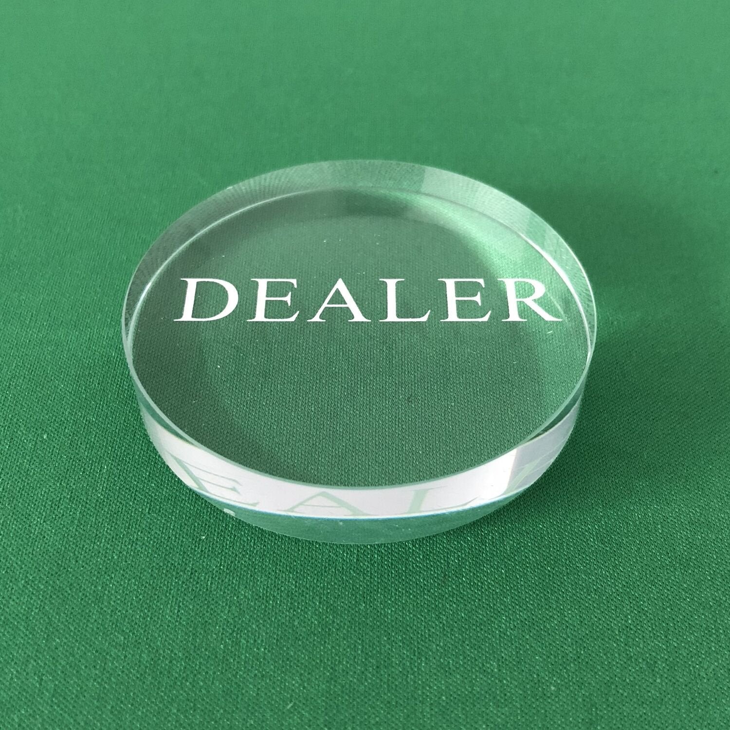 YH Poker Transparent Dealer Button for tournaments emphasizes a professional look and reliable size