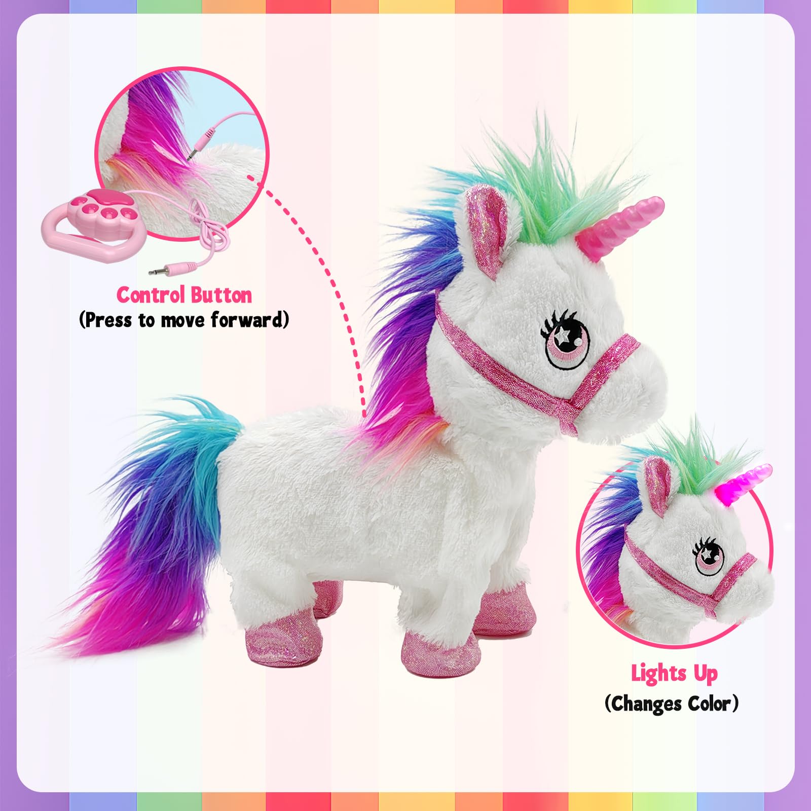 YH YUHUNG unicorn toy with detachable leash remote for easy control