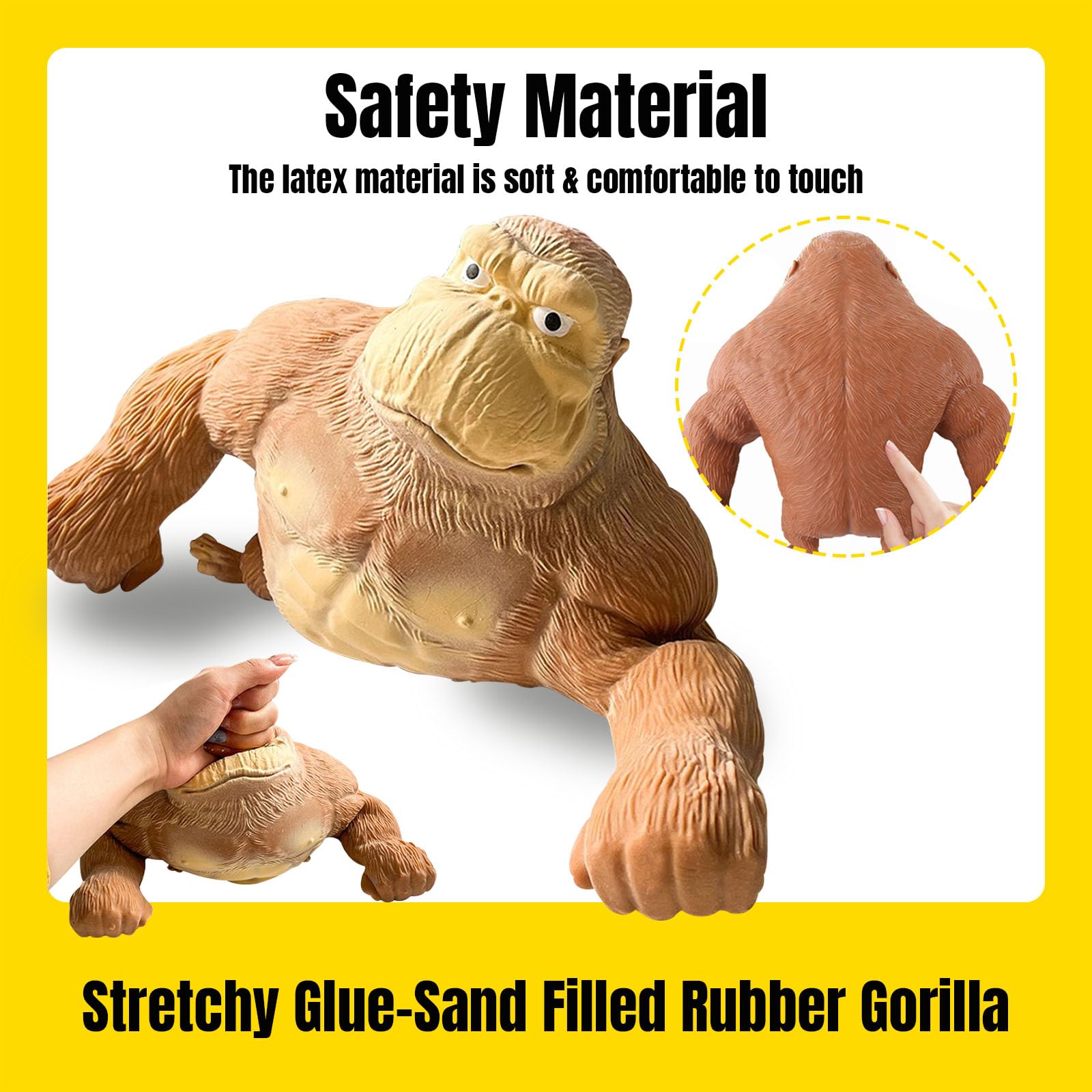 YHan monkey toy being squeezed and bounced for stress relief and desk fun