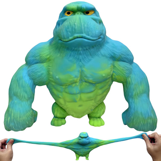 YHan Super Stretchy Gorilla in blue-green, front view for tactile stress relief and fun.
