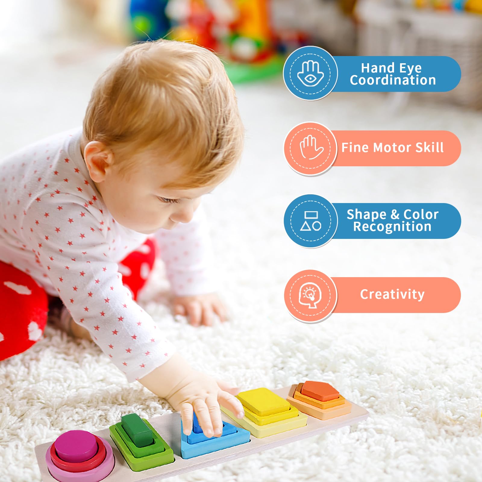 YHHYTOY color sorter pieces help kids practice color matching and early math concepts.
