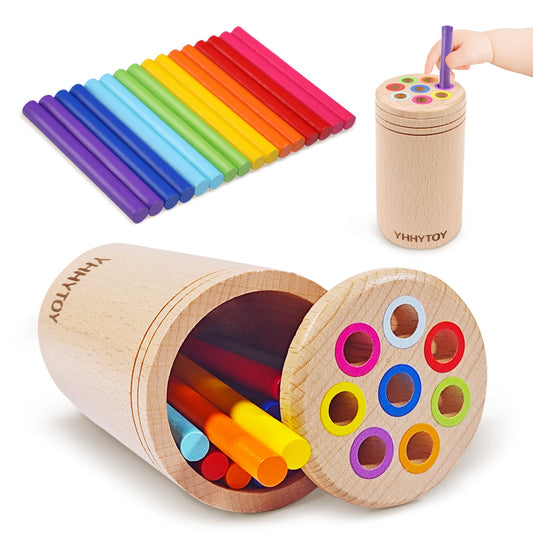 YHHYTOY color-sorting toddler toy showcasing bright rainbow holes for color recognition play