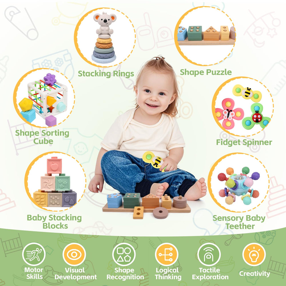 YHHYTOY stacking rings aiding grasp development and color recognition.
