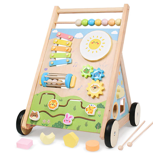 YHHYTOY wooden baby walker with wheels supports confident first steps and exploration