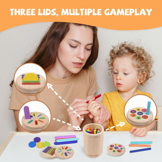 YHHYTOY wooden pieces ready for easy grasp and fine motor practice.