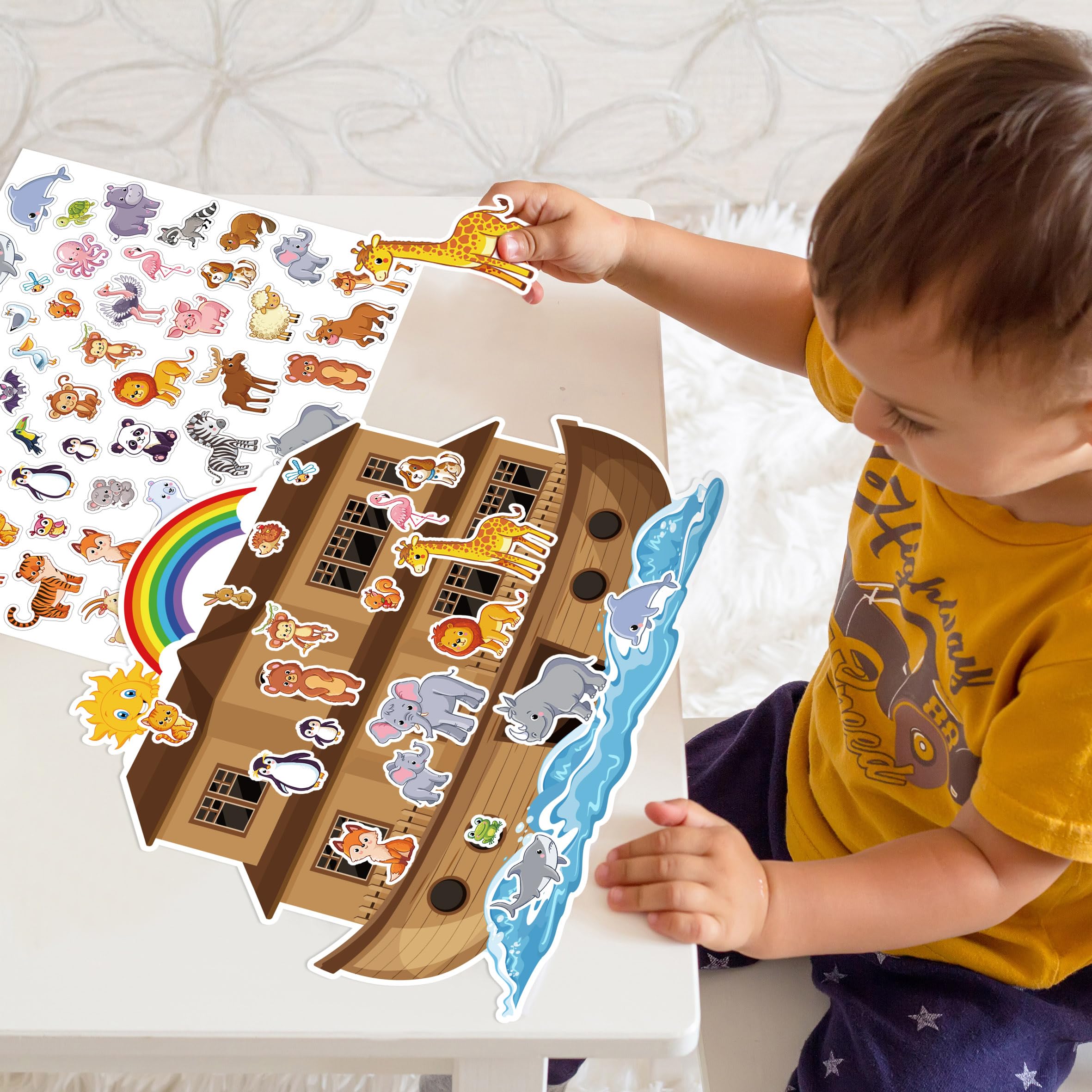 YHNTGB Noah's Ark sticker sheet close-up for classroom activities