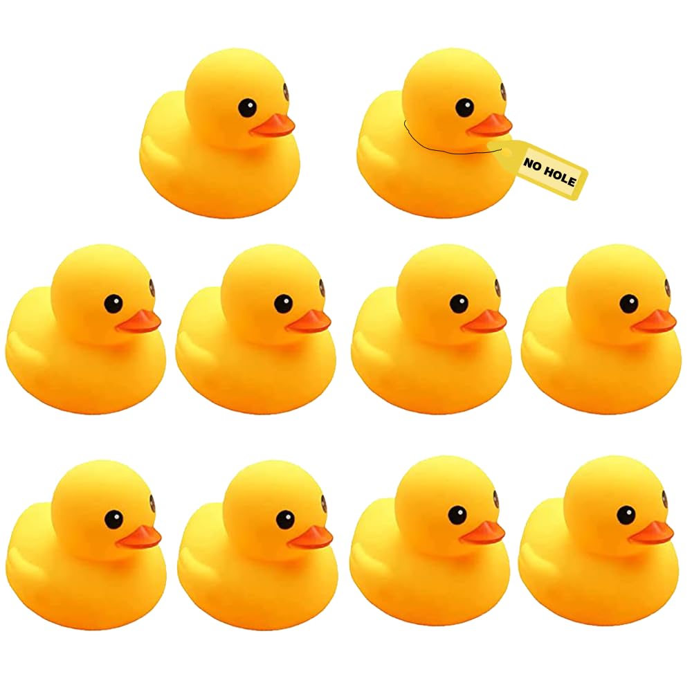 Yhobulis 10-pack yellow rubber ducks for bath time fun and easy cleanup.