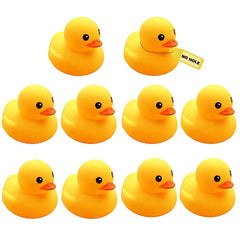 Yhobulis 10-pack yellow rubber ducks for bath time fun and easy cleanup.