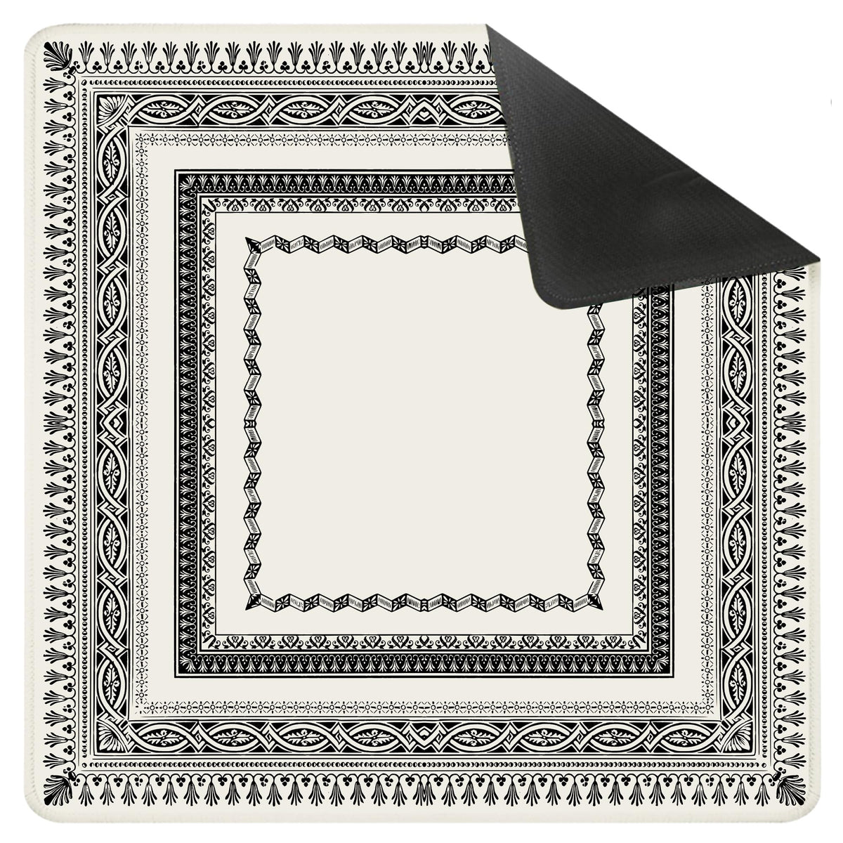 Yhtrg mahjong mat with black and white pattern for a stable play surface.