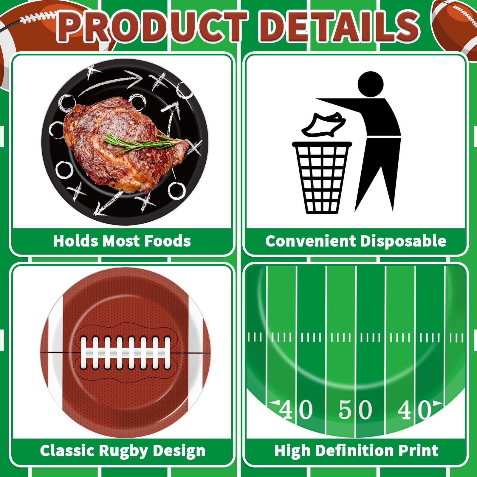 Yiaoyinnz football plates with tactics design for themed gatherings.