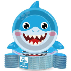 Yiaoyinnz ocean shark plates for 60 guests, sturdy and party-ready.