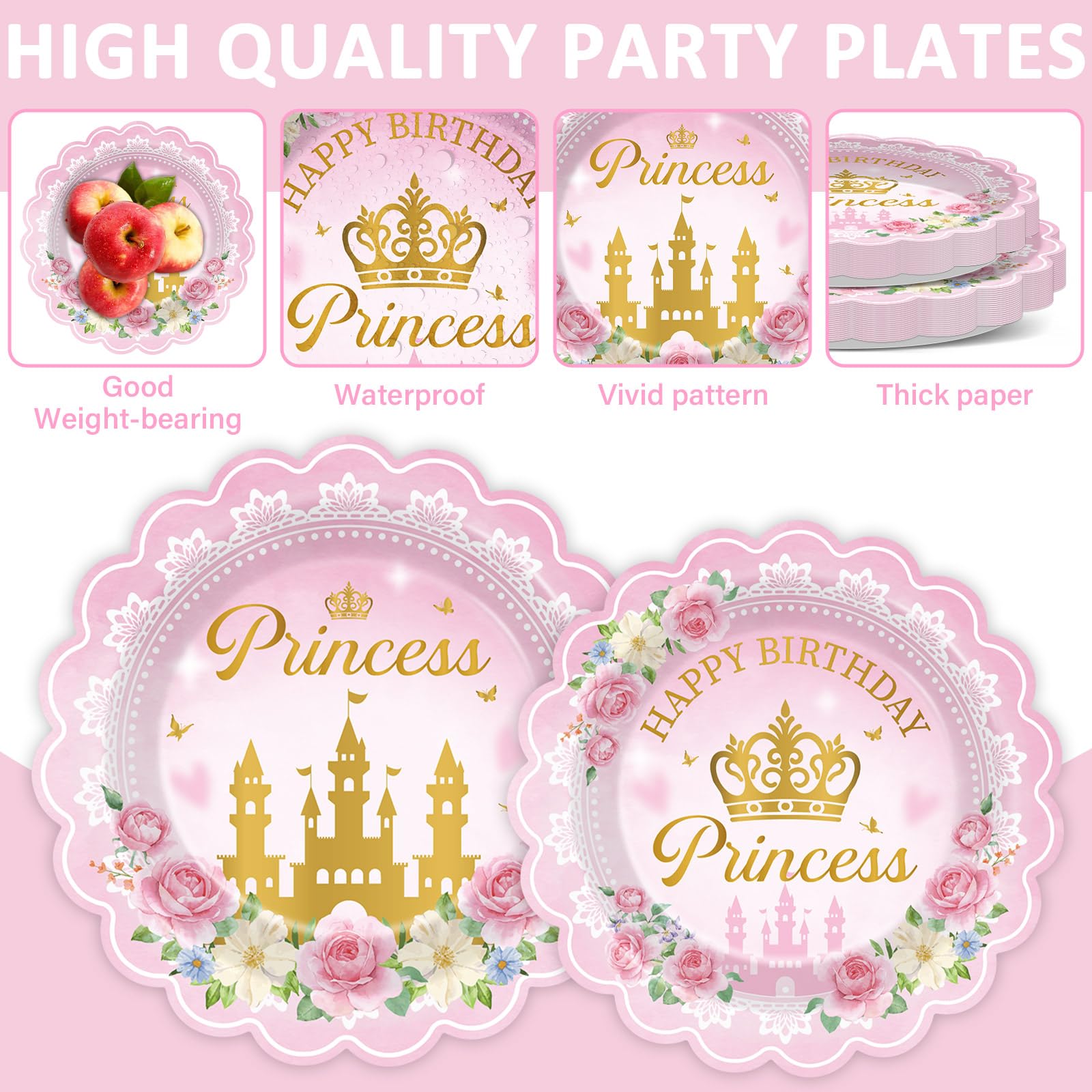 Yiaoyinnz princess napkins complete pink theme and quick cleanup.
