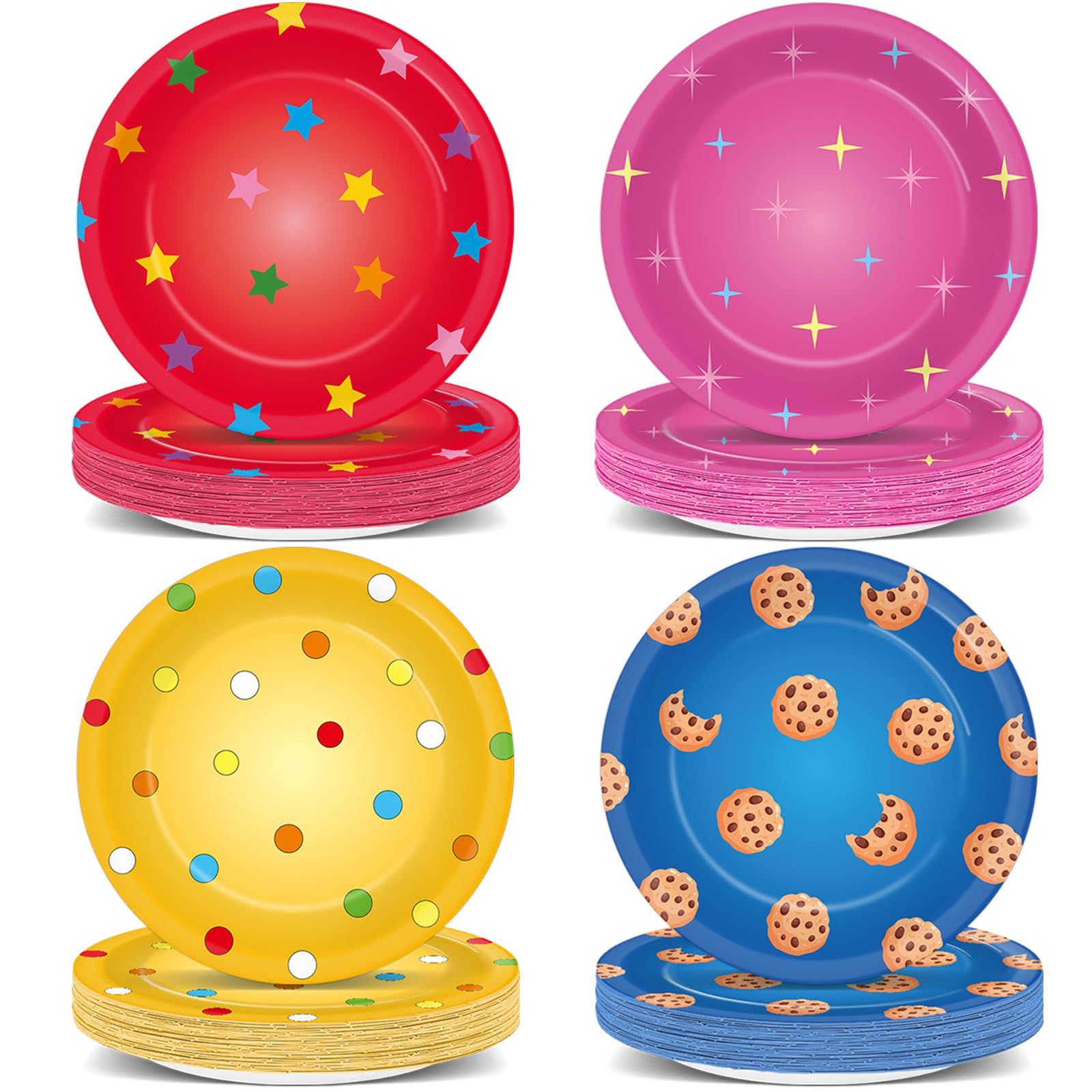 Yiaoyinnz street theme blue cookie plates ideal for kid-friendly parties and easy cleanup.