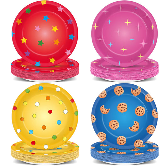 Yiaoyinnz street theme blue cookie plates ideal for kid-friendly parties and easy cleanup.