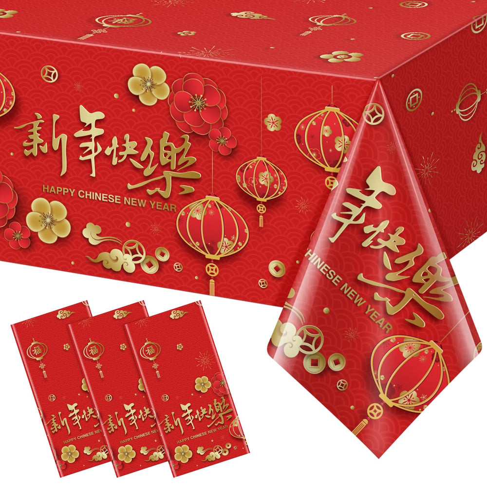 YIDAKO tablecloth with Happy New Year design for festive tables and celebrations