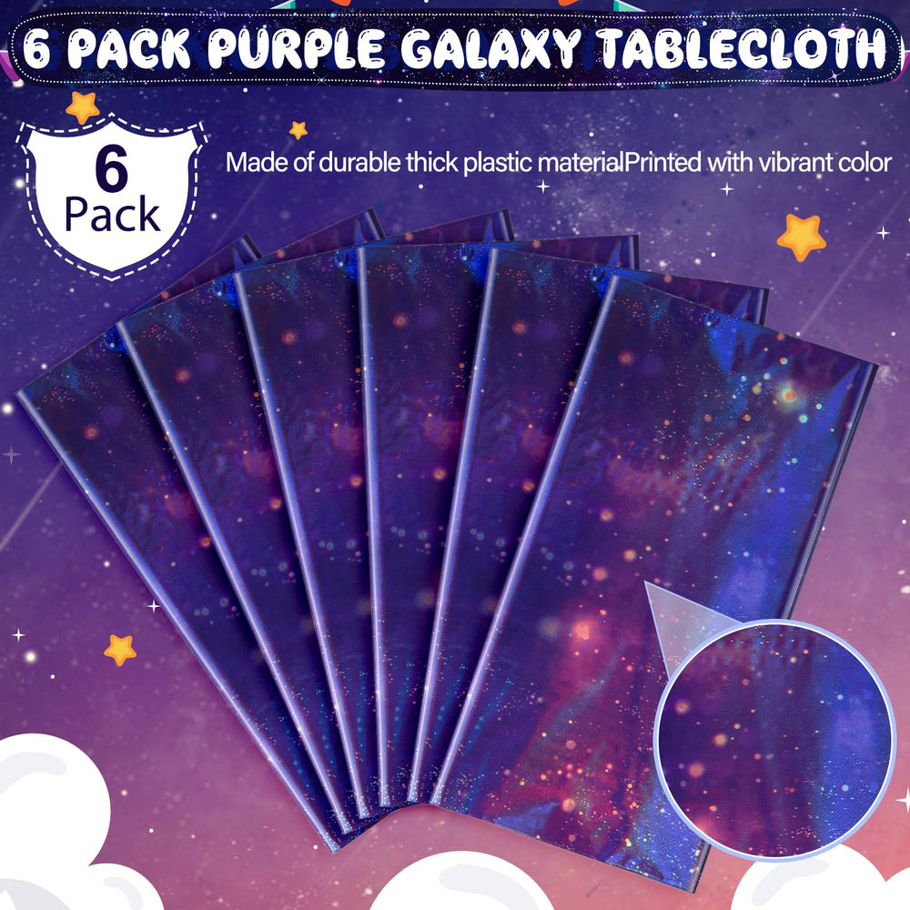 YIDAKO disposable purple space tablecloth for quick cleanup after events.