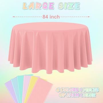 YIDAKO pastel round 84 inch light blue tablecloth for baby showers with rainbow vibe