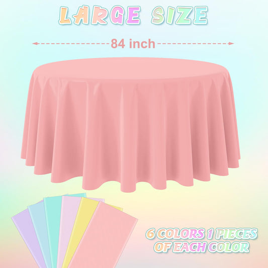 YIDAKO pastel round 84 inch light blue tablecloth for baby showers with rainbow vibe