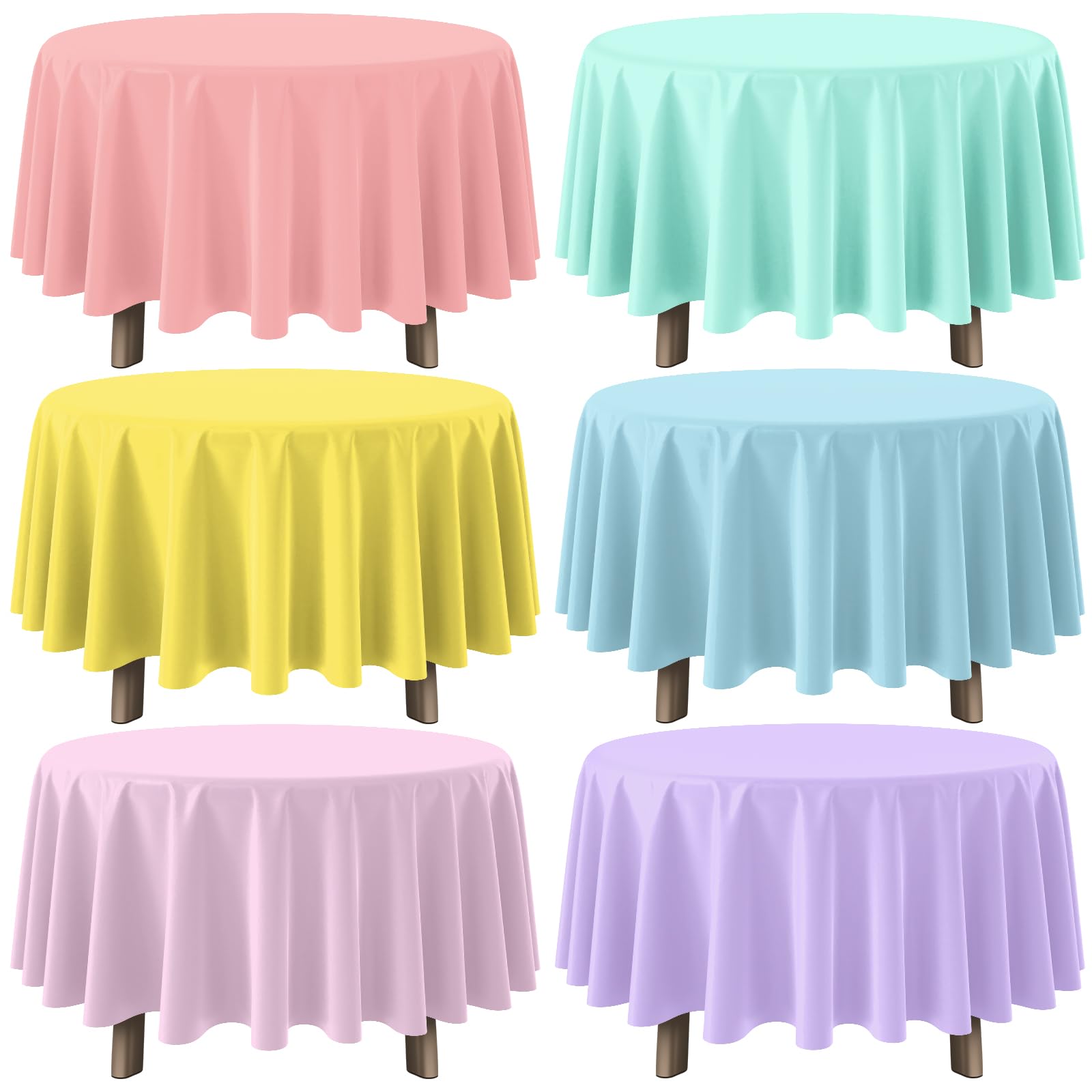 YIDAKO pastel round 84 inch pink tablecloth for quick cleanup after birthday celebrations