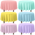 YIDAKO pastel round 84 inch pink tablecloth for quick cleanup after birthday celebrations
