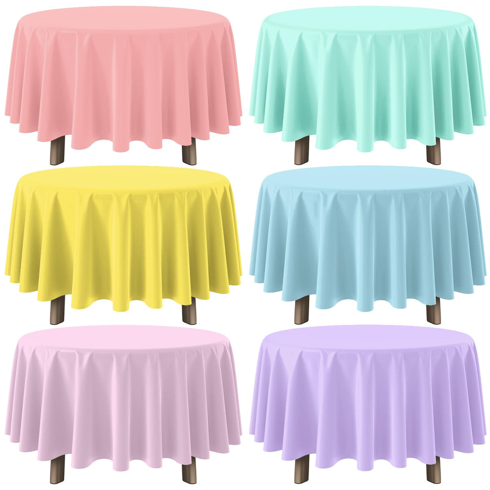 YIDAKO pastel round 84 inch pink tablecloth for quick cleanup after birthday celebrations