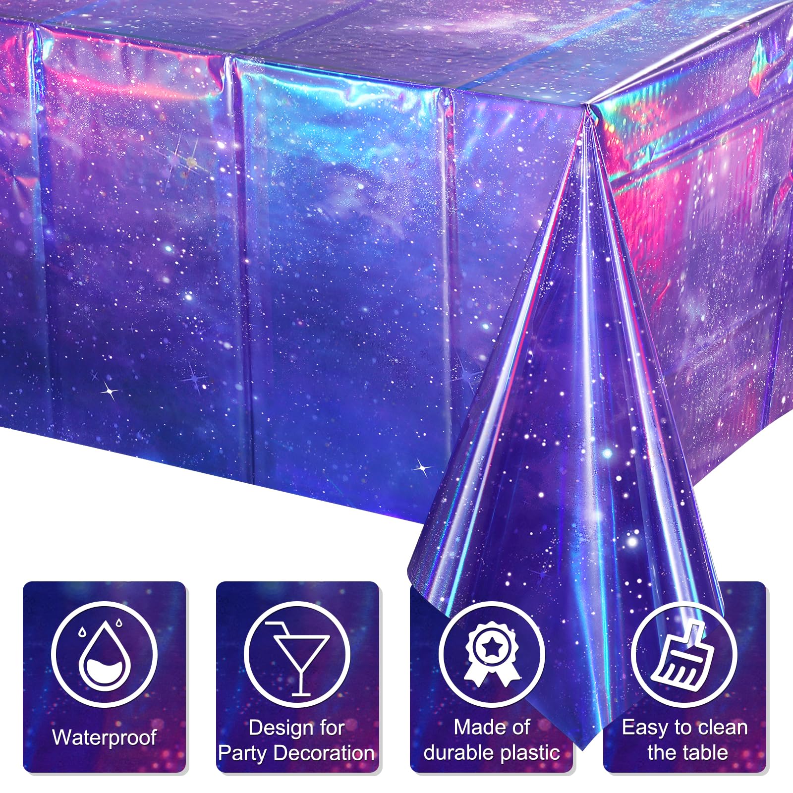 YIDAKO purple space tablecloth cover fitting 8-10 seat tables for easy decor
