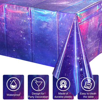 YIDAKO purple space tablecloth cover fitting 8-10 seat tables for easy decor