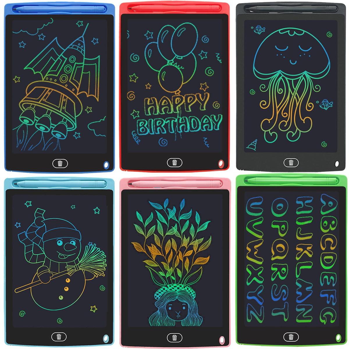 Yidedraw six-pack LCD writing tablets for kids, mess-free creative activity.