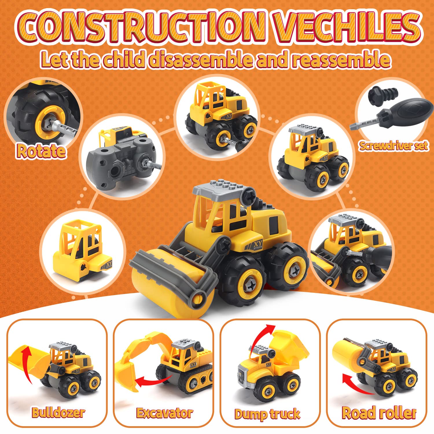 YIDESTARS excavator take-apart truck fueling storytelling and motor skills