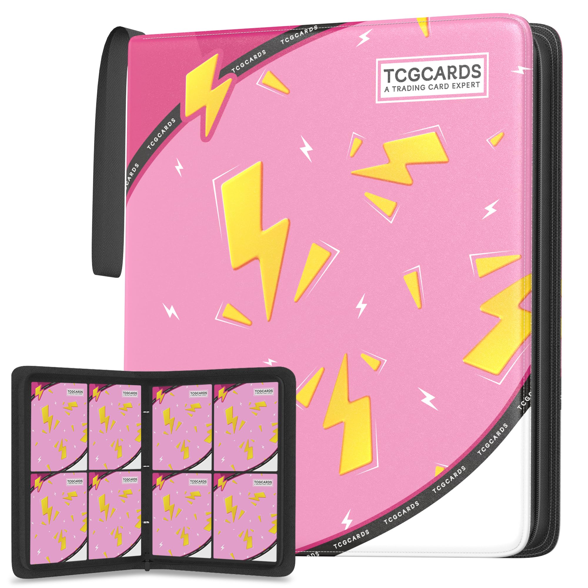 Yifan pink binder front view with four-pocket layout for organization
