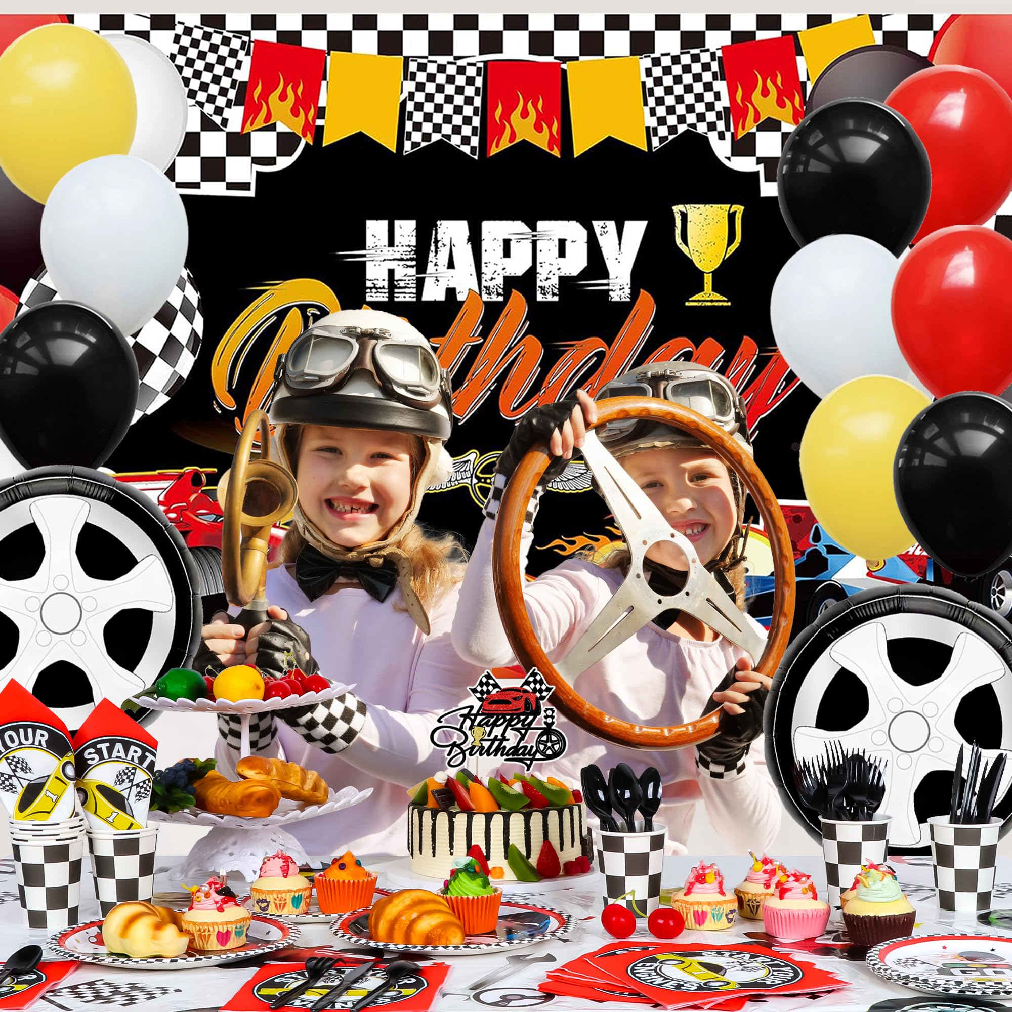 YIGZAG race car decor set coordinates the racing party theme