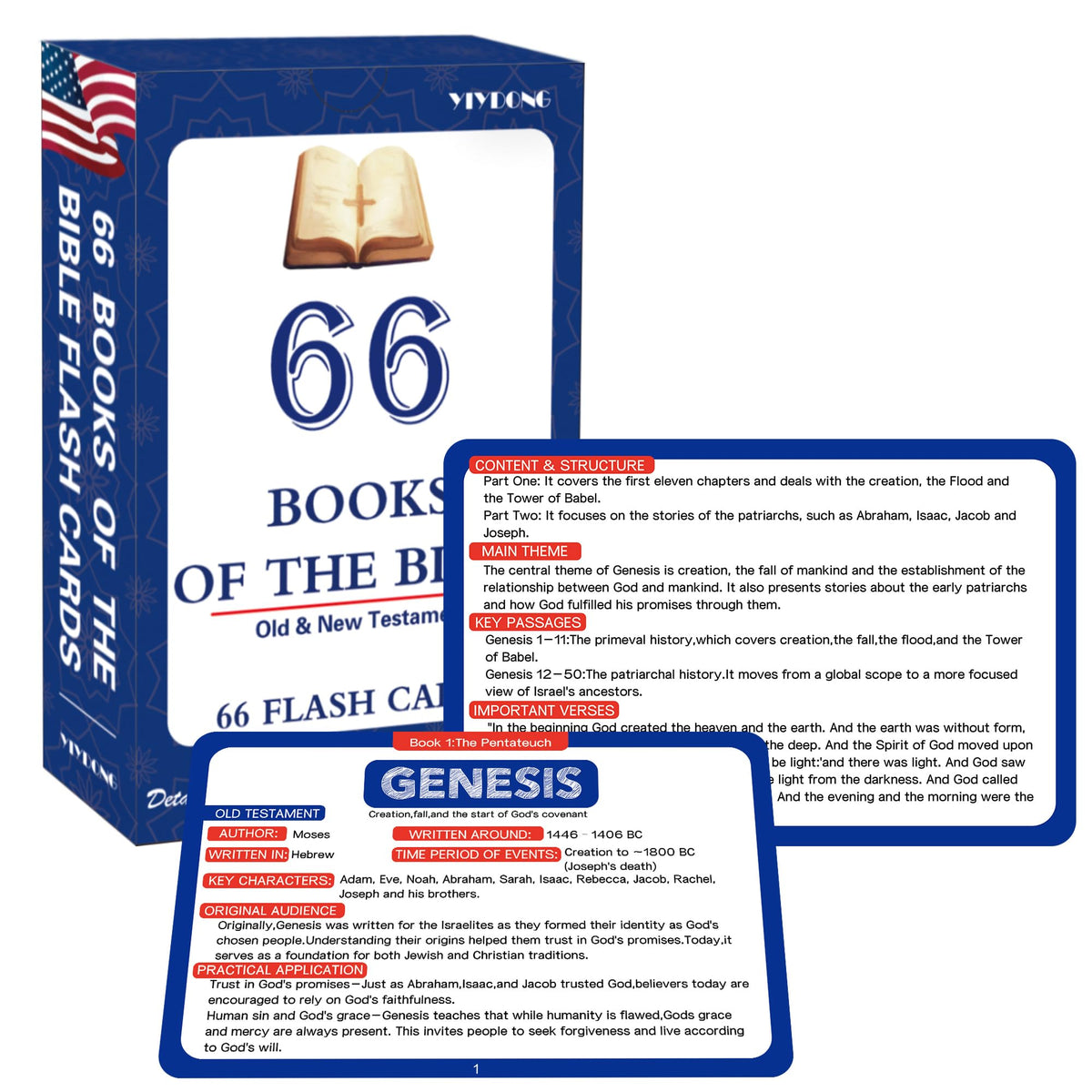 YIYDONG Bible 66 flashcards cover page for quick study sessions