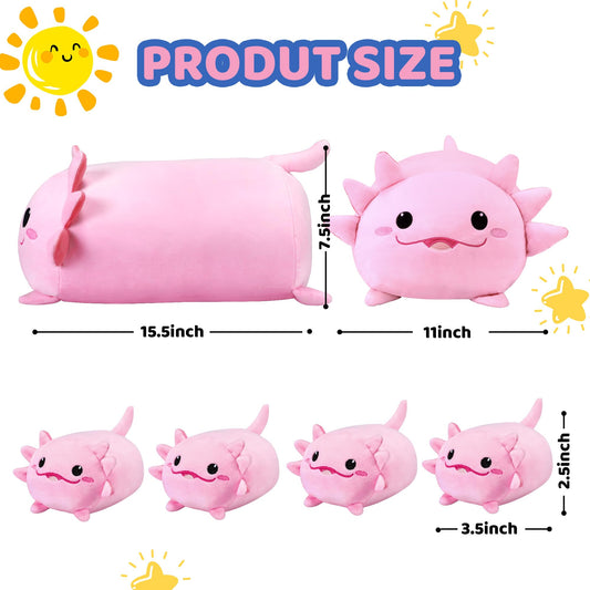 YIIQUWEN axolotl plush with soft fur, safe for kids and adults