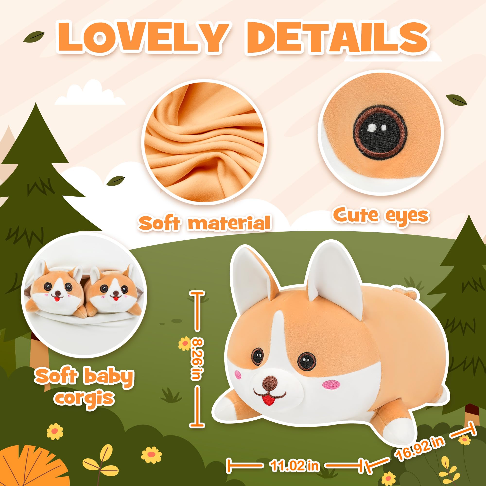YIIQUWEN corgi plush belly unzip reveals a cozy surprise for kids.