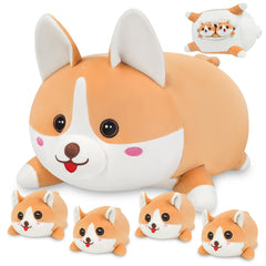 YIIQUWEN corgi plush family set with four tiny pups for home decor.