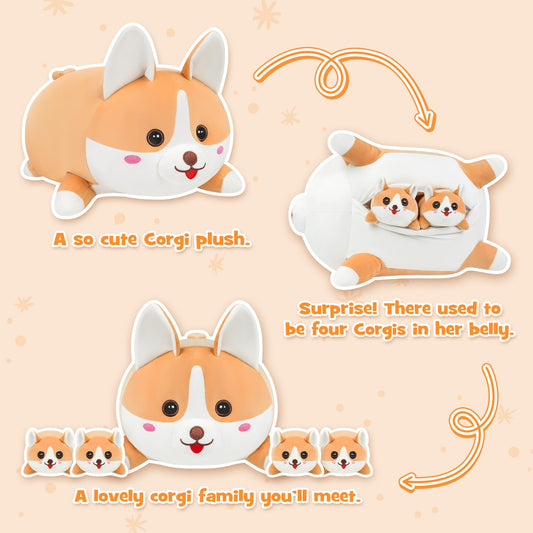YIIQUWEN corgi plush soft material feels gentle on skin and hugs well.
