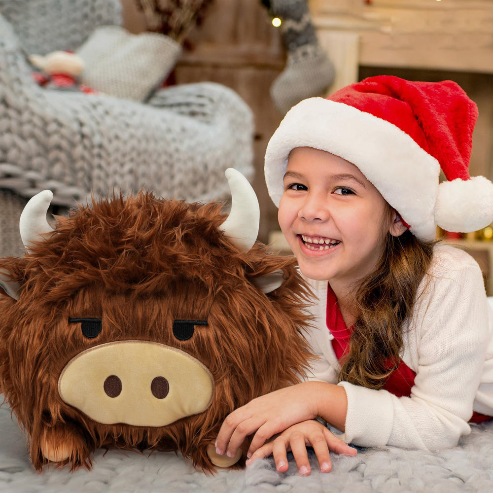 YIIQUWEN Highland Cow plush pillow design provides comfy support on sofas or beds.