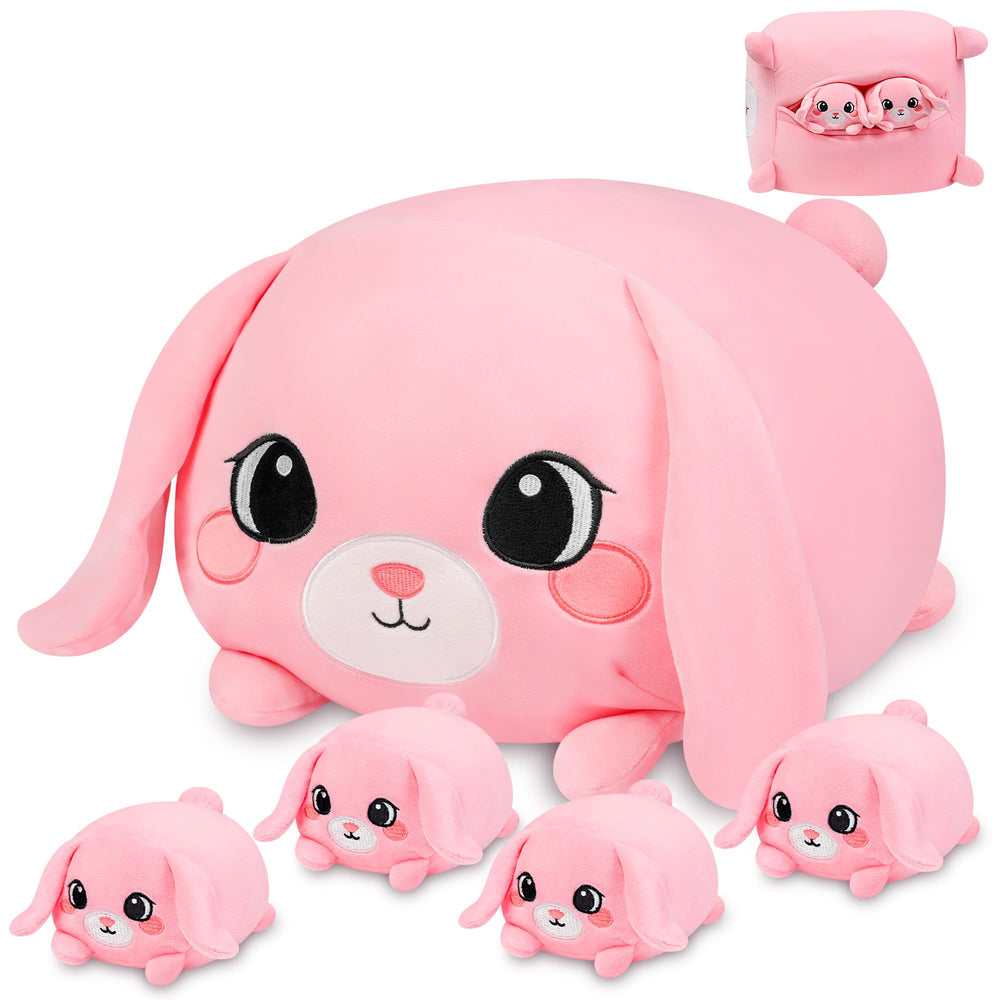 YIIQUWEN pink bunny plush made with durable materials for lasting play.