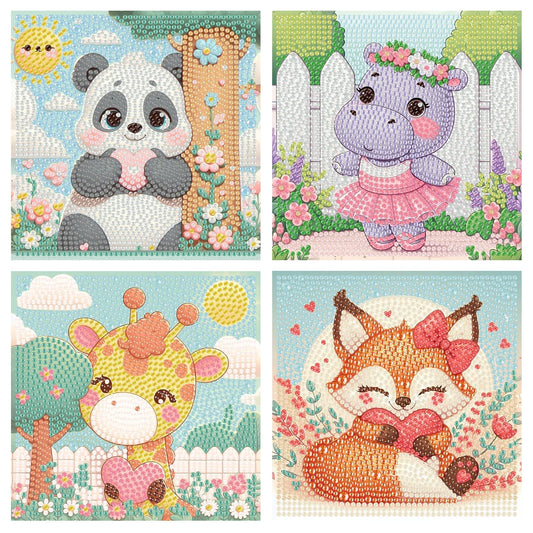 Yijingtop four-pack diamond art kit front packaging showing tools, ideal for beginner kids.