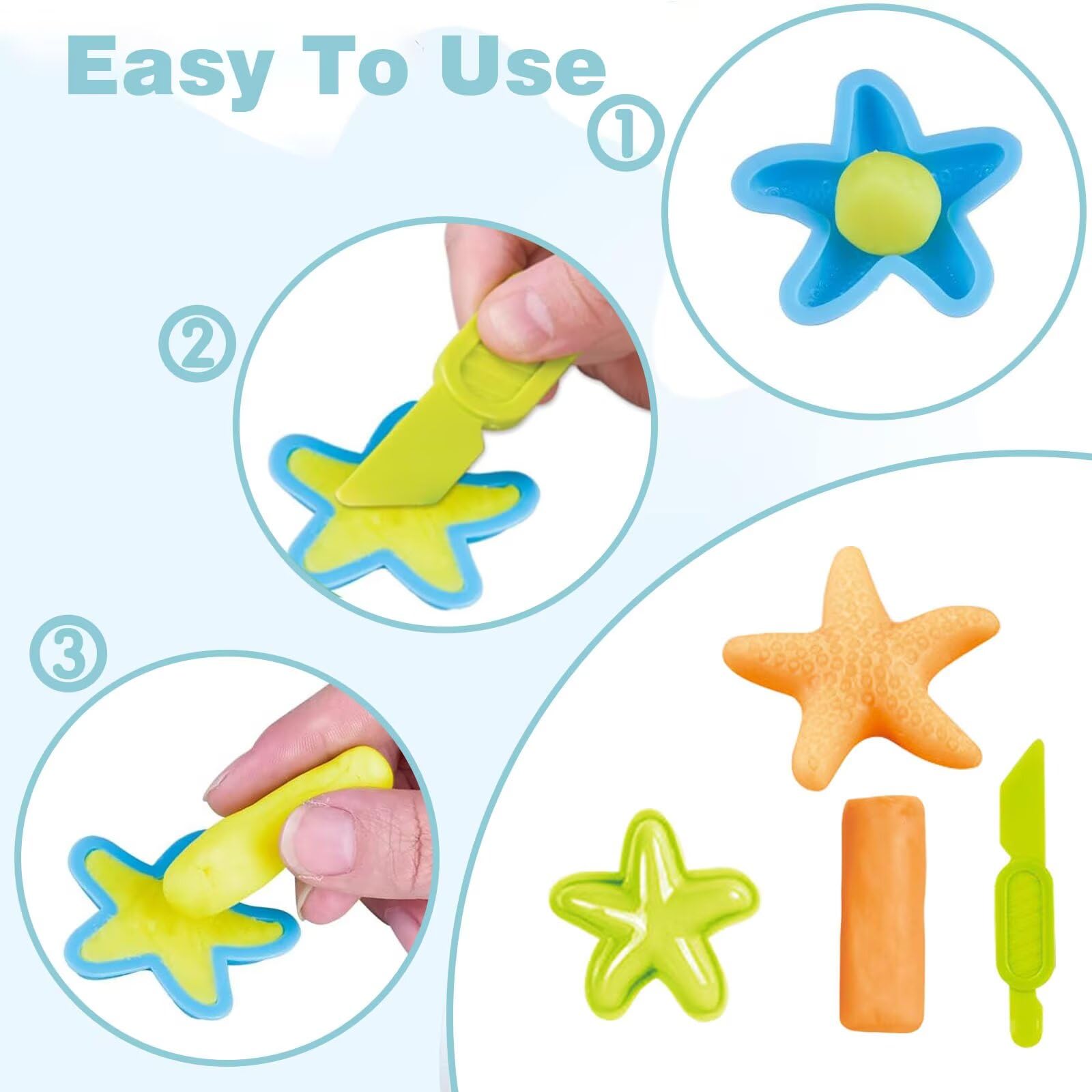 Yiklucg child-friendly dough tools support easy shaping for independent play.