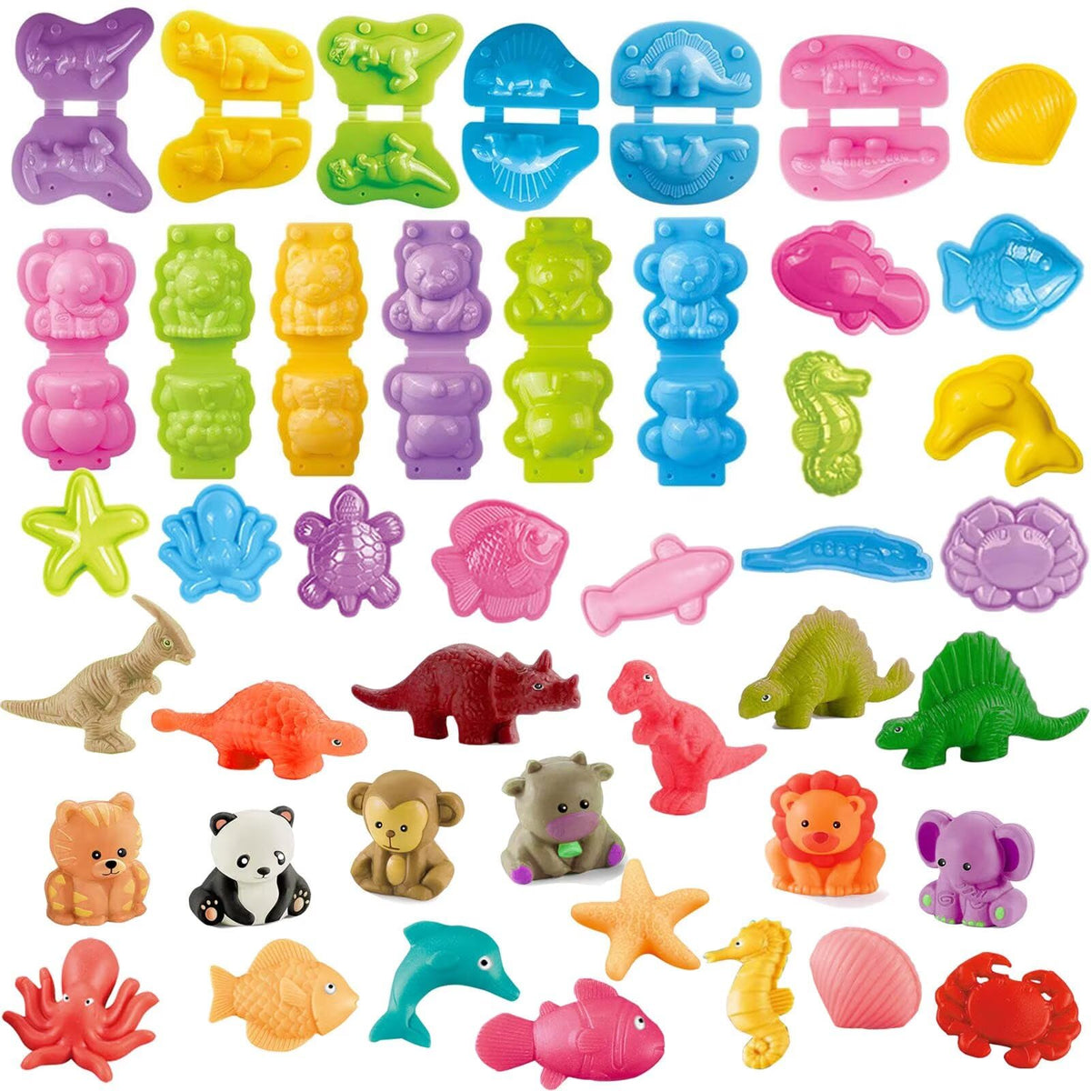 Yiklucg 18-mold dinosaur and animal set for imaginative play