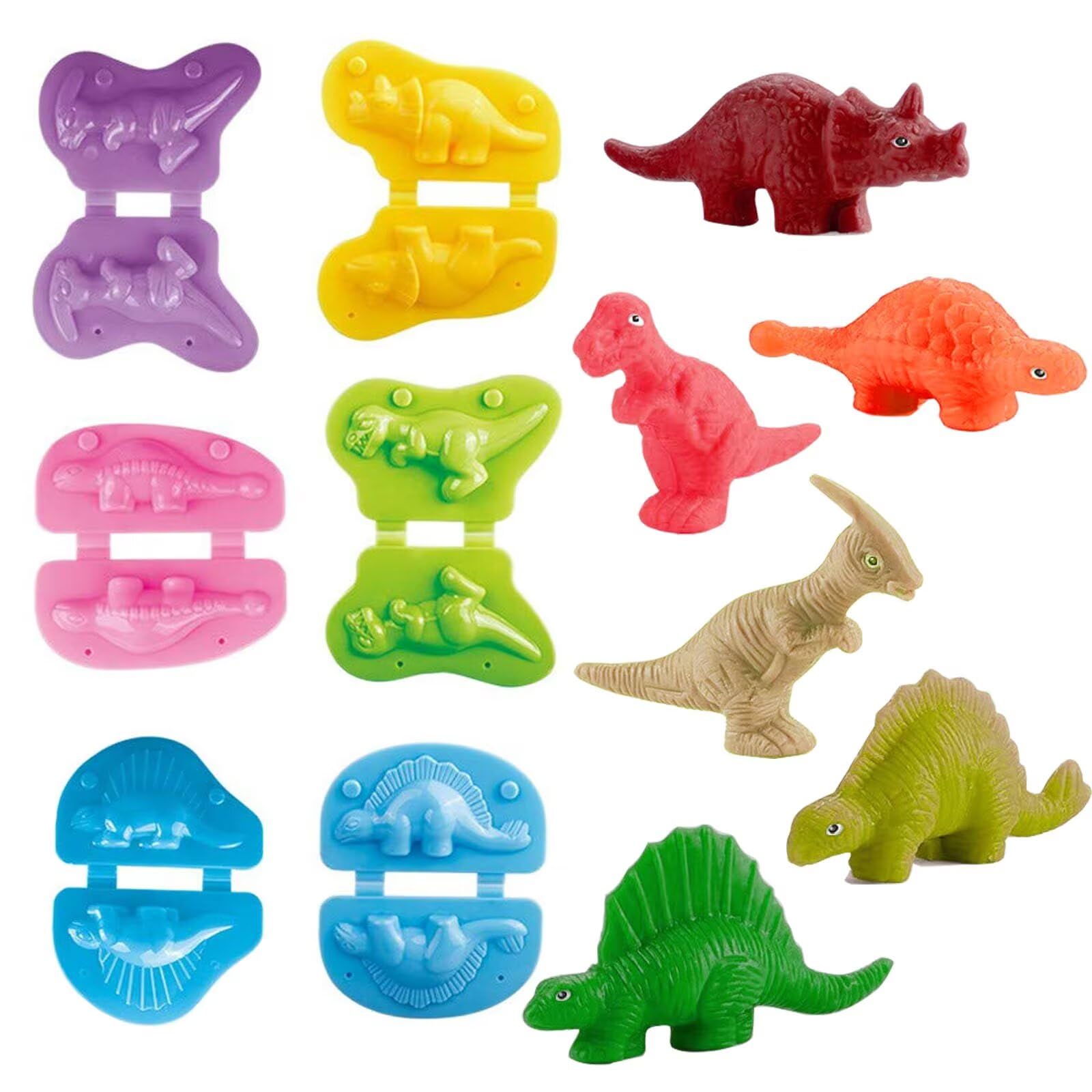 Yiklucg dino molds for imaginative dinosaur play and motor skill practice.